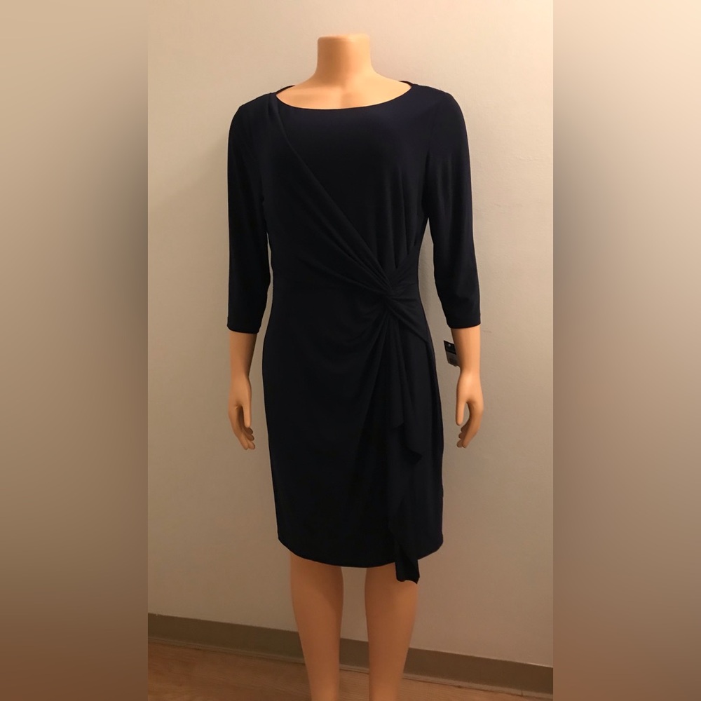 NWT STRETCH JERSEY DRESS NAVY BLUE SIZE L